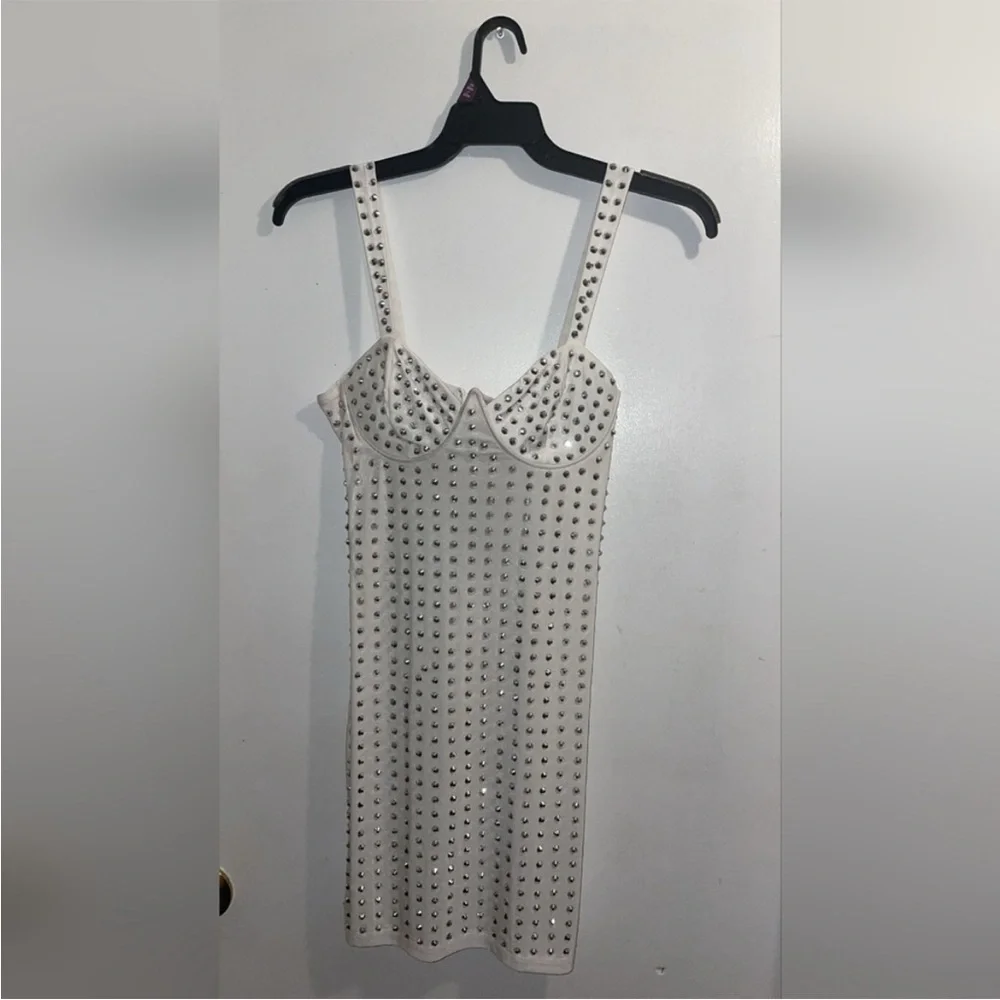 Fashion Nova White Studded Mini Dress - Picture 6 of 6